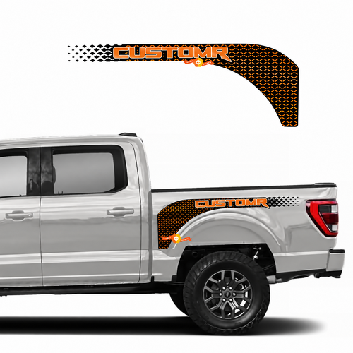 CUSTOMR Oranje Raster Spatscherm Set Bedside Vinyl Decal Sticker voor Ford F-150 2022-2023