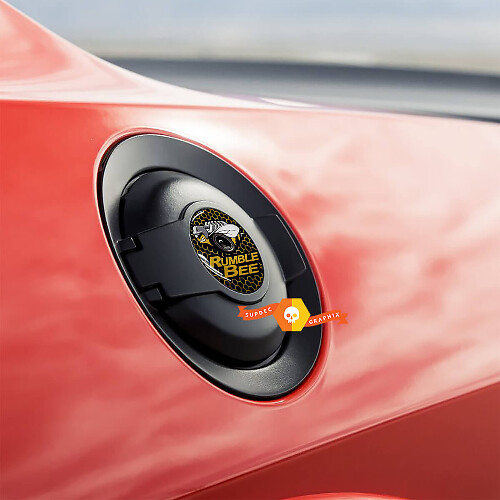 Geel honingraat Rumble Bee bolvormige brandstofklep inzetsticker voor Dodge Challenger