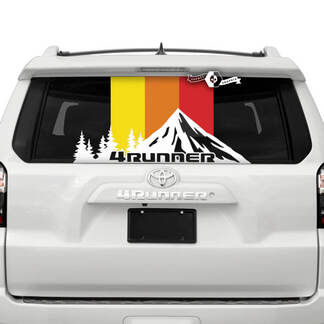 Paar 4Runner 2013 - 2023 Zijruit Achterklep Old School Mountains Forest SunSet TriColor Stripes Vinyl Decals Stickers voor Toyota 4Runner TRD SupDec Design
