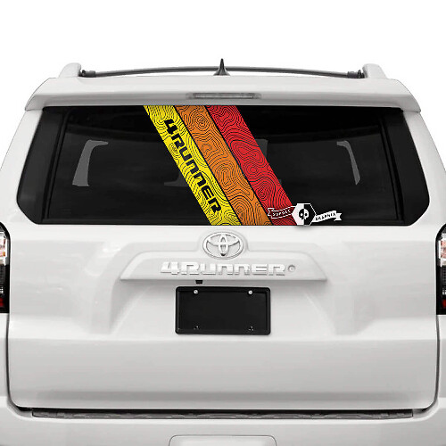 Topografische Vintage Strepen Achterruit Vinyl Sticker voor Toyota 4Runner 2013-2023