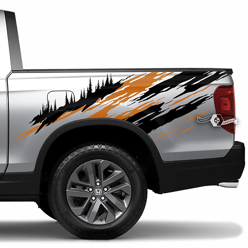 Paar HONDA RIDGELINE Vernietigd Splash Bed Fender Vinyl Deuren Decal Sticker Graphics 2 Kleuren
