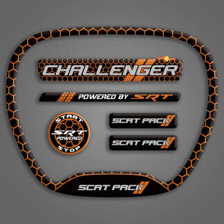 Set van Challenger SRT Scat Pack Honeycomb Cinnamon Orange Steering WHEEL TRIM RING embleem koepelvormige sticker Charger Dodge Scatpack
