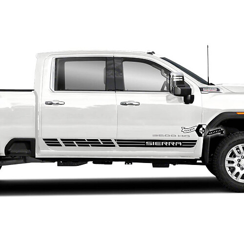 Sierra Lettering Side Door Stripe Vinyl Stickerset voor GMC Sierra 2500HD 2022