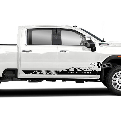 Mountain Style Zijdeur Strepen Vinyl Decal Kit voor GMC Sierra 2500HD 2022-23