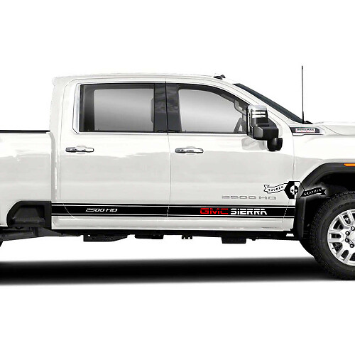 Merklettering Zijstrepen Vinyl Decal Kit voor GMC Sierra 2500HD 2022