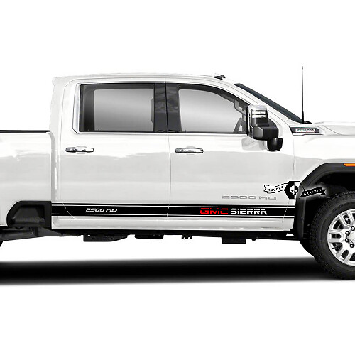 Lettering Side Stripes Vinyl Decal Kit voor GMC Sierra 2500HD 2022