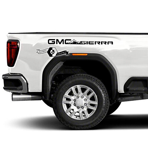 Mountain Style Bedside vinylstickerset voor GMC Sierra 2500HD 2022-23