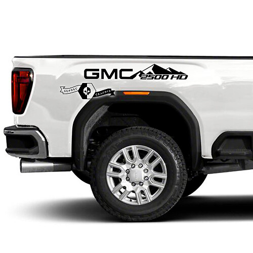 GMC Logo Mountain Style Bedside Vinyl Stickerset voor GMC Sierra 2500HD 2022-23