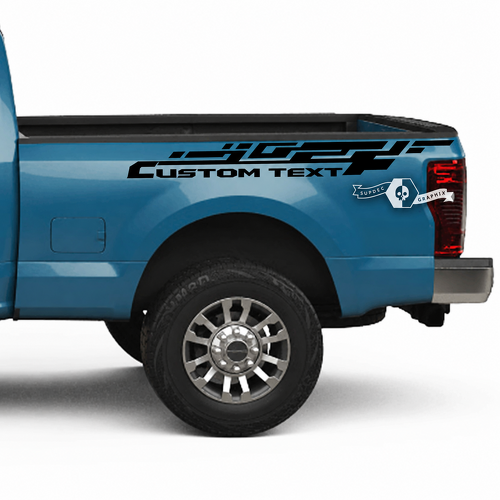 Paar Musclecar Super Duty 2023 Bed Fender Geometry Logo Decals Side Stickers Graphics Vinyl
