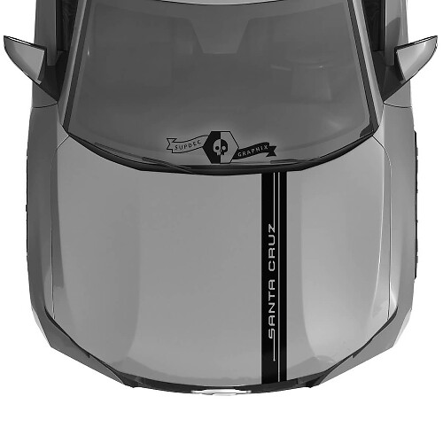 Gemerkt Vinylsticker met Dubbele Motorkapstrepen voor Hyundai Santa Cruz