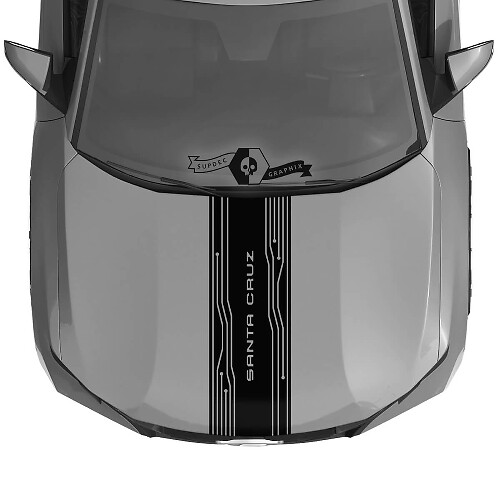 Techno Style Motorkapstreep Vinyl Decal Voor Hyundai Santa Cruz