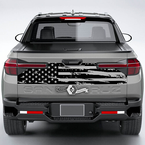 Versleten USA-vlag Tailgate Vinyl Sticker voor Hyundai Santa Cruz 2023