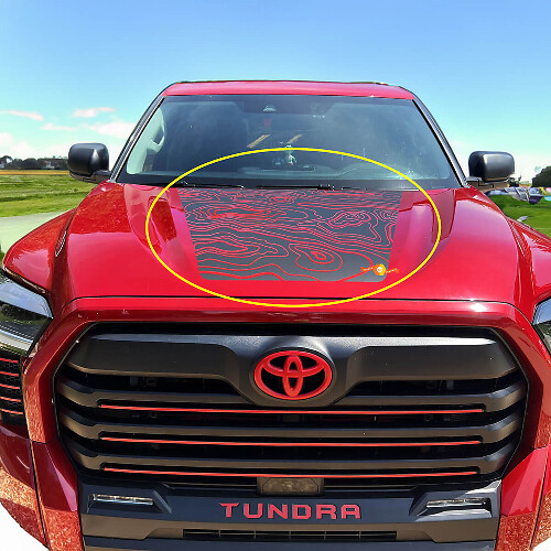 Topografische Kaart Motorkap Vinyl Decal voor Toyota Tundra