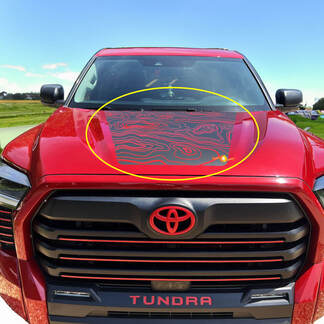 Hood topografische kaart sticker voor Toyota Tundra 3rd 2021 - up Sticker Graphics SupDec Design One Color
