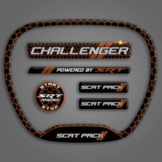 Set van Challenger SRT Scat Pack Honingraat Oranje StuurWIEL TRIM RING embleem koepelvormige sticker Charger Dodge Scatpack
