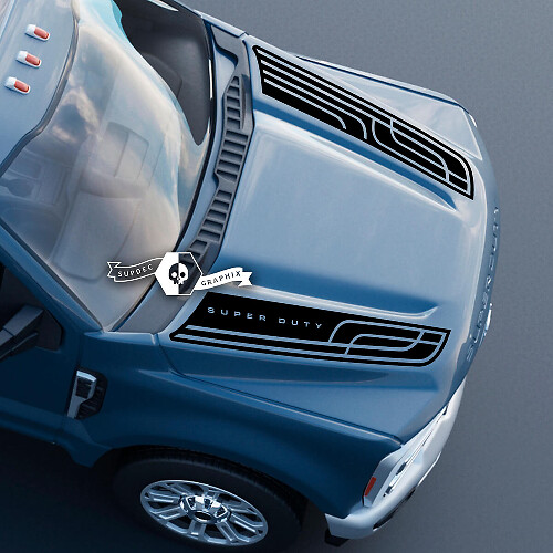 Motorkap Ford Super Duty 2023 lijnen Dual Decals Stickers Graphics Vinyl
