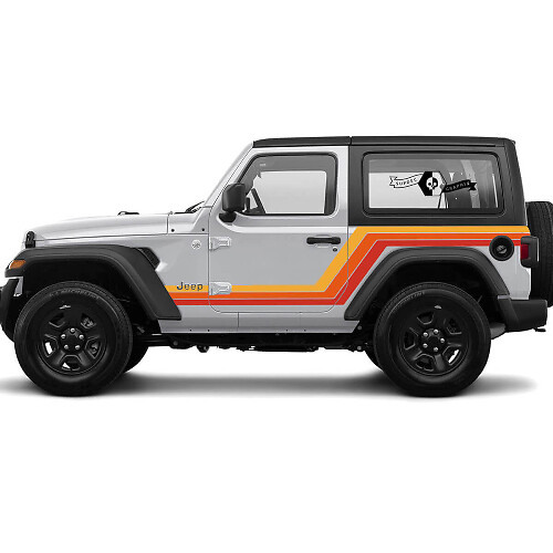 Vintage stijl zijkstrepen vinyl decalset voor Jeep Wrangler 2-deurs