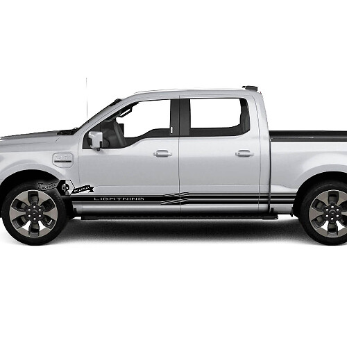 Paar Ford F-150 Lightning 2022 2023 Rocker Panel Stripes Body Doors Decals Side Stickers Graphics Vinyl
