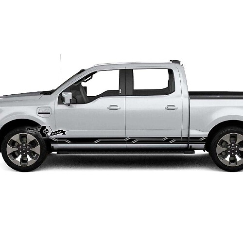 Paar Musclecar truck Lightning 2022 2023 Rocker Panel Geometry Stripes Body Doors Decals Side Stickers Graphics Vinyl
