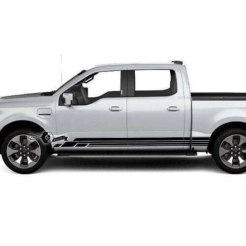 Set Ford F-150 Lightning 2022 2023 Rocker Panel Line Stripes Body Doors Decals Side Stickers Graphics Vinyl
