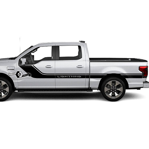 Paar Ford F-150 Lightning 2022 2023 Spatborddeuren Bedlijnen Strepen Lichaamsstickers Zijstickers Grafisch vinyl
