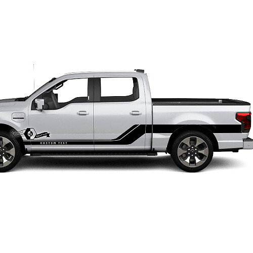 Paar Ford F-150 Lightning 2022 2023 Spatborddeuren Bedlijnen Trim Strepen Body Decals Zijstickers Graphics Vinyl Supdec Design
