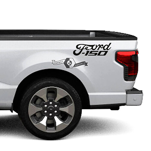 Paar Ford F-150 Lightning 2022 2023 Fender Bed Lines Stripes Decals Side Stickers Graphics Vinyl Supdec Design
