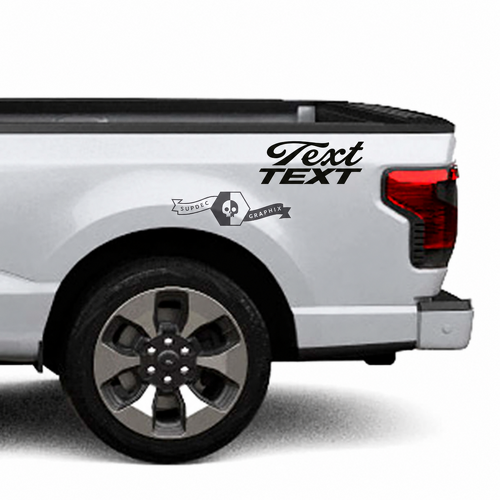 Text Script and TEXT Block Pair Laadbakzijde Vinylsticker voor Ford F-150 Lightning