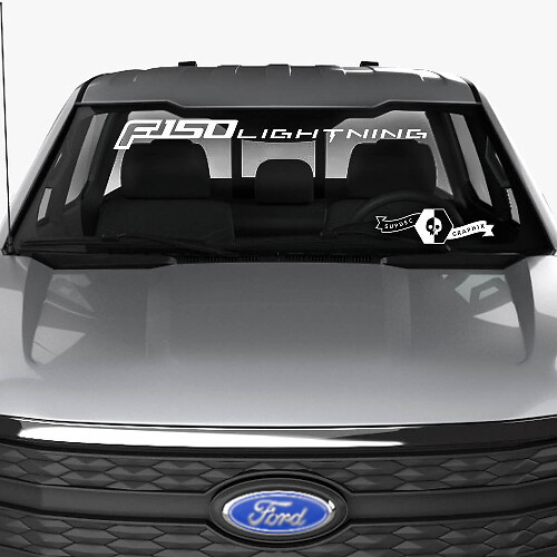 Voorruitsticker voor Ford F-150 Lightning 2022 - 2023 Lightning Logo Banner Raamtopper Sticker
