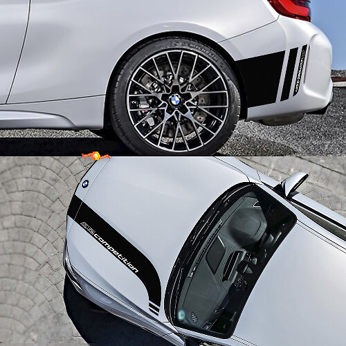 Vinyl Decal Kit voor motorkap en achterzijstrepen voor BMW M2 Competition F87