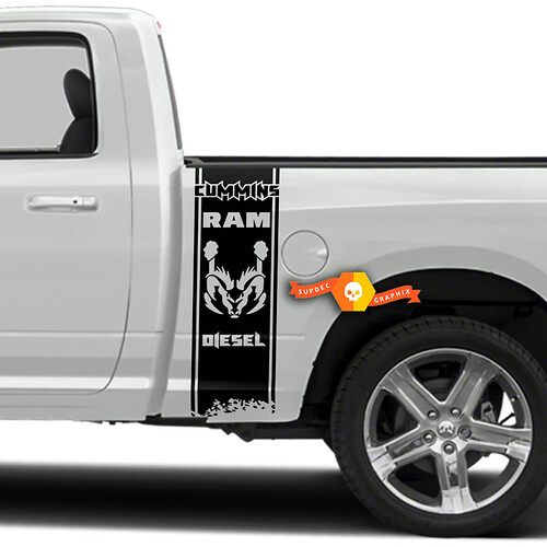 2x Cummins RAM Diesel-embleemstickers op het nachtkastje Dodge Diesel-truck
