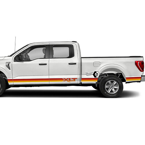 Paar Ford Ford F-150 Xlt 2023 Graphics Side Stripe Decal Sticker Retro 3 kleuren
