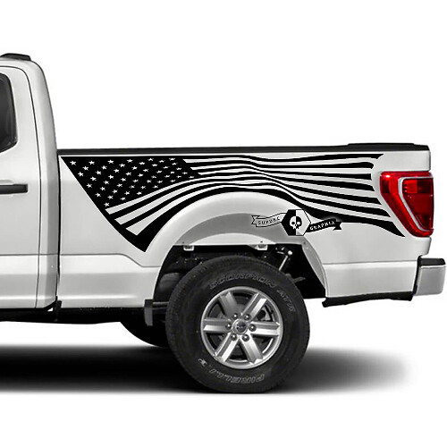 USA-vlag zijbedstickerset van vinyl voor Musclecar truck XLT