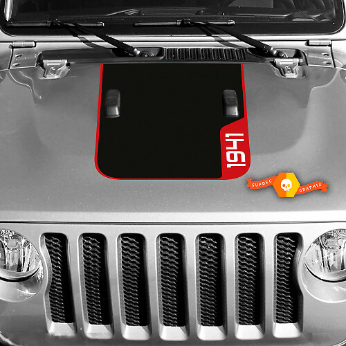 1941 Motorkap Blackout Vinyl Sticker voor Jeep Wrangler Rubicon