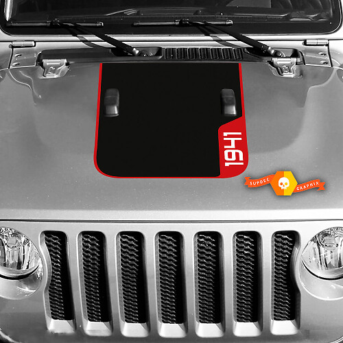1941 Motorkap Vinyl Decal Sticker Graphics 2 voor Jeep Wrangler Rubicon 3 Kleuren