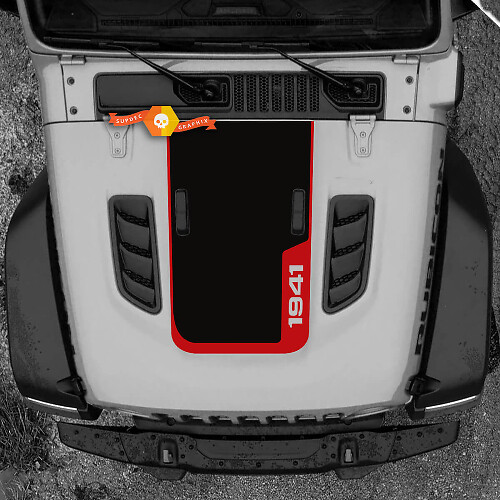 1941 Motorkap Vinyl Decal Sticker Grafieken 2 voor Jeep Wrangler Rubicon 2 Kleuren