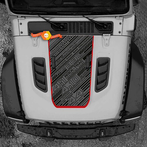 Motorkap Jeep RUBICON Wrangler Vinyl 2018 + Up Banner Decal Sticker Graphics
