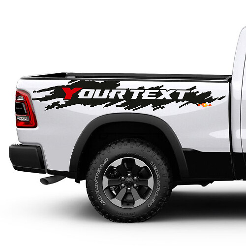 Aangepast Tekst Versleten Achterzijde Vinyl Decal Kit voor Dodge Ram