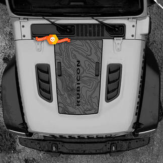 Hood Jeep RUBICON Wrangler JL Vinyl topografische kaart 2018 + Up Banner Decal Sticker Graphics
