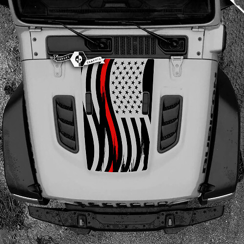 USA Vlag Rode Lijn Motorkap Vinyl Decal Sticker voor Jeep Wrangler