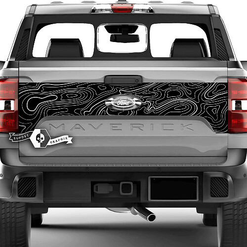 Ford F-150 XLT Maverick achterklep Splash topografische kaart grafische zijstickers
