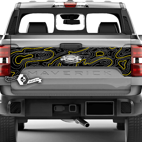 Ford F-150 XLT Maverick achterklep Splash topografische kaart grafische zijstickers stickers 2 kleuren
