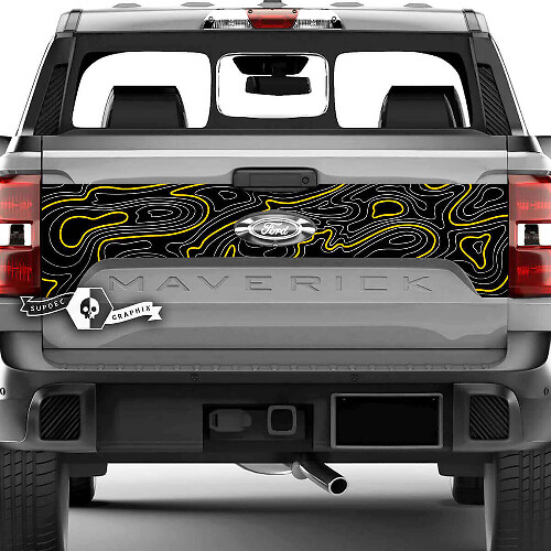 Topografische Kaart Achterklep Vinyl Sticker voor Musclecar truck XLT Maverick