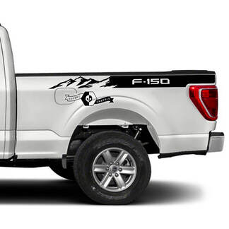 Paar Ford F-150 XLT Bed Mountains Stripe F-150 Logo Graphics Zijstickers
