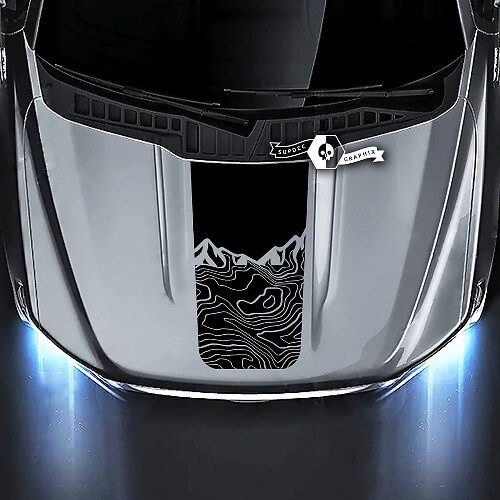 Topografische Berg Centrale Motorkapstrip Vinyl Decal voor Musclecar truck