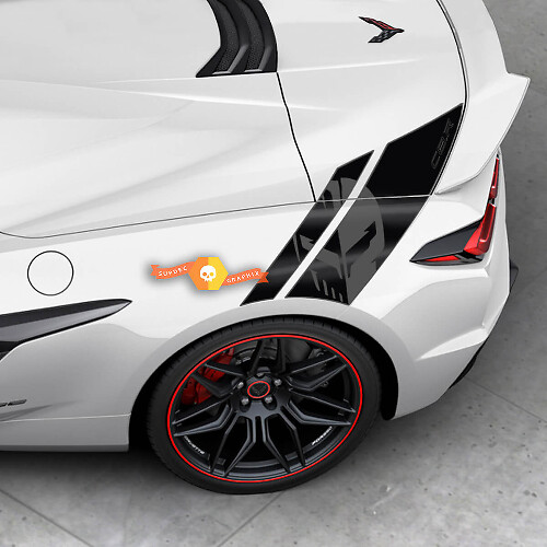 Zijbed Fender Punisher Jake sticker grafische stickerkit Chevy Corvette Z06 C8 2 kleuren 2
