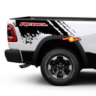 Paar Dodge Ram 1500 Rebel Splash modder vernietigd vinyl zijsticker vrachtwagen voertuig grafische pick-up 2 kleuren
