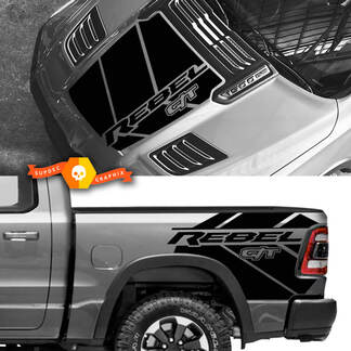 Kit voor motorkap en bed Dodge Ram 1500 Rebel GT vinyl zijsticker vrachtwagen voertuig grafische pick-up
