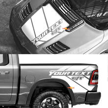 GT-stijl motorkap- en zijbed vinyl decalset voor Dodge Ram 1500 Rebel_3