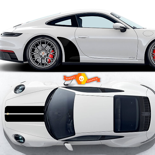 Accentstrepen Motorkap Zij Vinyl Sticker voor Porsche 911